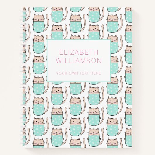Carnet Motif de chat mignon personnalisé (Devant)