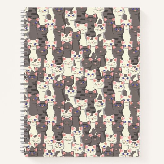 Carnet Motif de chats blancs et gris (Devant)