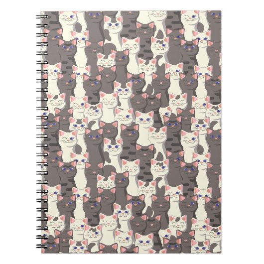 Carnet Motif de chats blancs et gris (Devant)