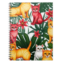 Carnet Motif de chats tropicaux