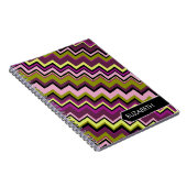 Carnet Motif de chevron Avocado et violet - Nom personnal (Côté Droit)