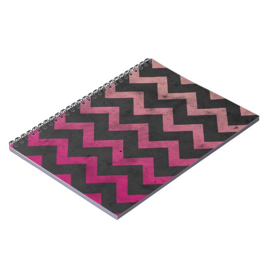 Carnet Motif de chevron gris foncé rose magenta (Côté gauche)