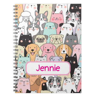 Carnet Motif de chien de dessin animé mignon personnalisé