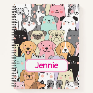 Carnet Motif de chien de dessin animé mignon personnalisé
