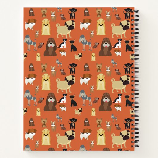 Carnet motif de chiens arrière - plans orange. (Dos)