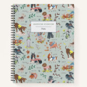 Carnet Motif de chiens mignons monogramme  (Devant)