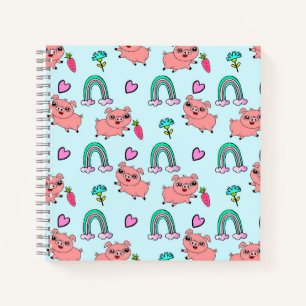 Carnet Motif de cochons et d'arcs-en-ciel mignons et exce