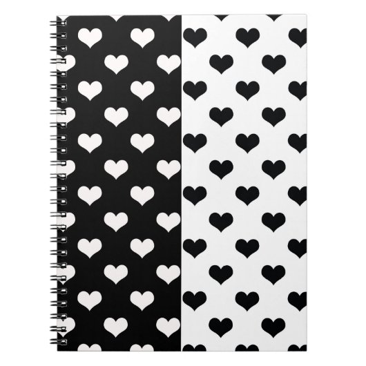 Carnet Motif de coeur Black White Love (Devant)
