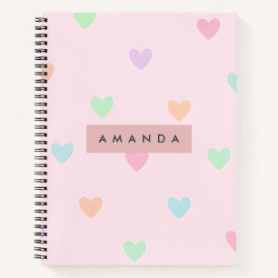 Carnet Motif de coeur coloré Pastel personnalisé