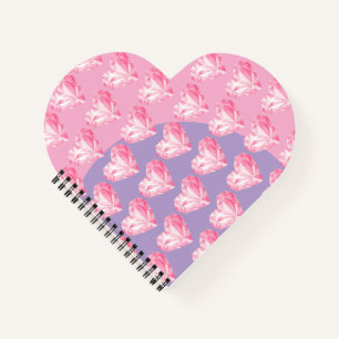 Carnet Motif de cœur en diamant rose – Design mignon et é