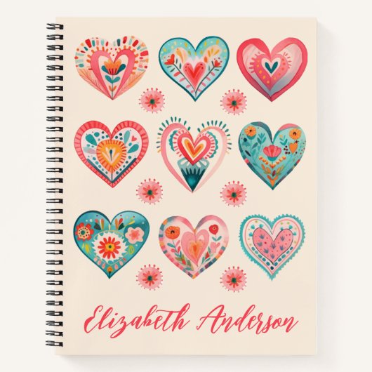 Carnet Motif de coeur floral mignon (Devant)