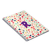Carnet Motif de coeur mou initial personnalisé violet (Côté Droit)