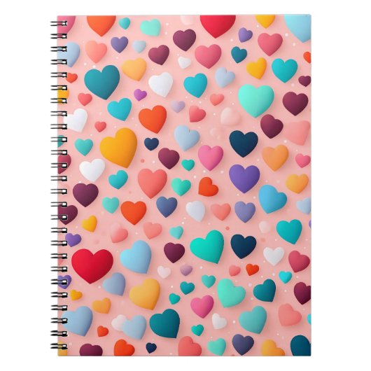 Carnet Motif de cœur multicolore (Devant)