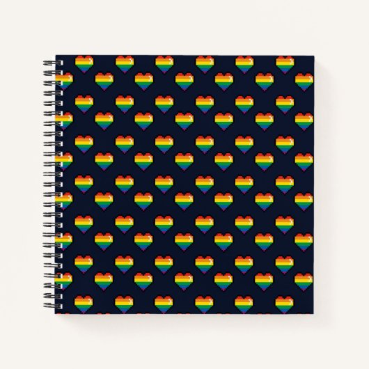 Carnet Motif de coeur Rainbow 8 bits (Devant)
