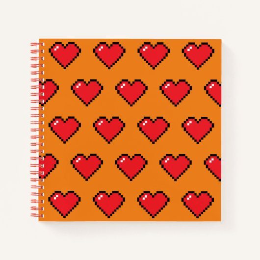 Carnet Motif de coeur Red Pixel (Devant)