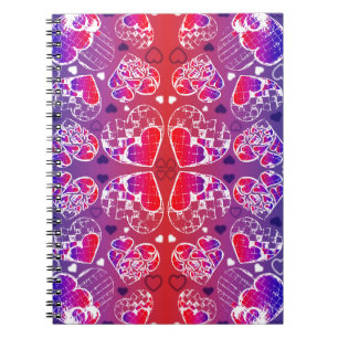 Carnet Motif de coeur romantique violet et rouge Whimsica
