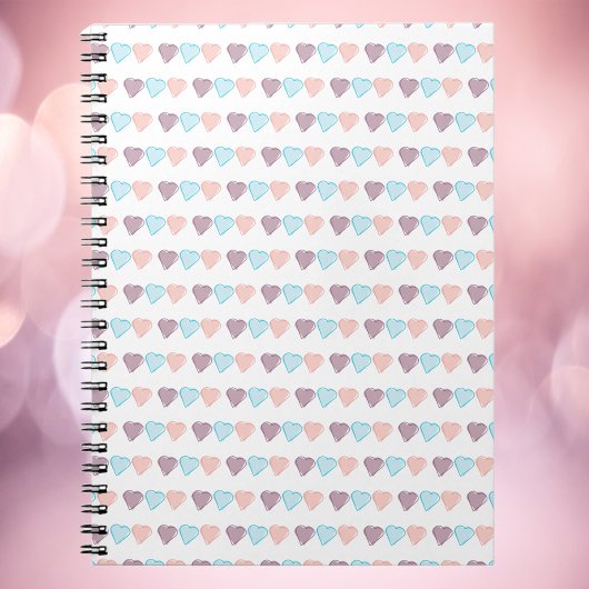 Carnet Motif de coeur rose bleu pourpre