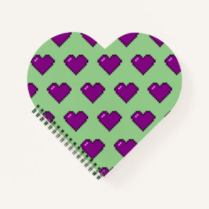 Carnet Motif de coeur violet Pixel