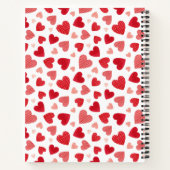 Carnet Motif de coeurs en patchwork aquarelle rouge migno (Dos)