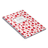 Carnet Motif de coeurs en patchwork aquarelle rouge migno (Côté Droit)