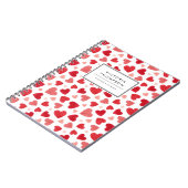 Carnet Motif de coeurs en patchwork aquarelle rouge migno (Côté gauche)