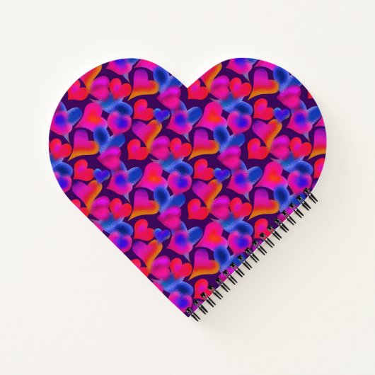 Carnet Motif de Coeurs rose, violet et bleu (Dos)