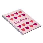 Carnet Motif de coeurs roses mignons Nom (Côté Droit)