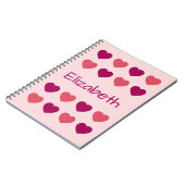 Carnet Motif de coeurs roses mignons Nom (Côté gauche)