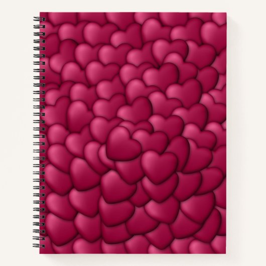 Carnet Motif de coeurs rouges 3D romantiques-32322 (Devant)