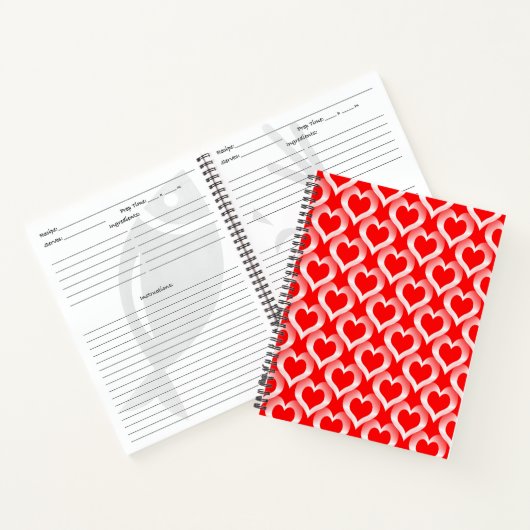 Carnet Motif de coeurs rouges et blancs (Intérieur)