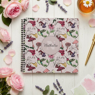Carnet Motif de colibri rose pâle