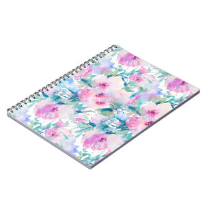 Carnet Motif de collage de fleurs roses et bleues