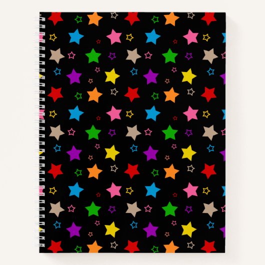 Carnet Motif de conception d'étoiles colorées noir (Devant)