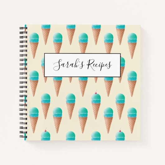 Carnet Motif de cône de glace bleu, jaune clair (Devant)