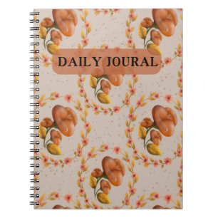 Carnet Motif de couronne florale méditerranéenne chaud or