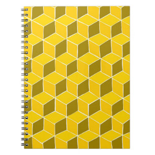 Carnet motif de courtepointe cube jaune