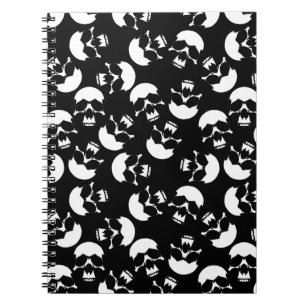Carnet Motif de crâne esthétique noir et blanc foncé