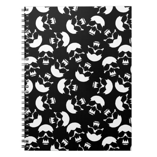 Carnet Motif de crâne esthétique noir et blanc foncé (Devant)
