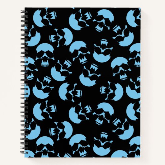 Carnet Motif de crâne noir et bleu (Devant)