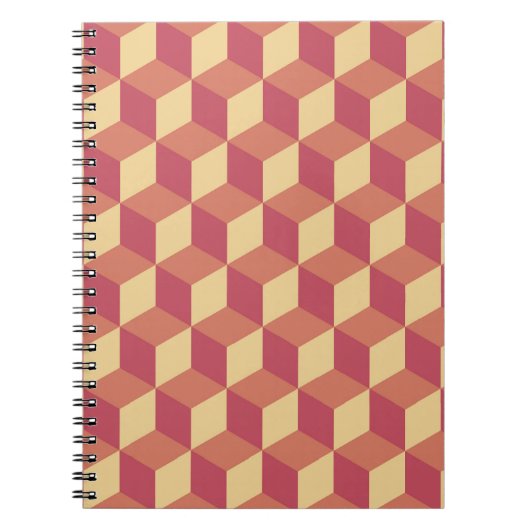 Carnet Motif de Cube rouge orange Abstrait (Devant)