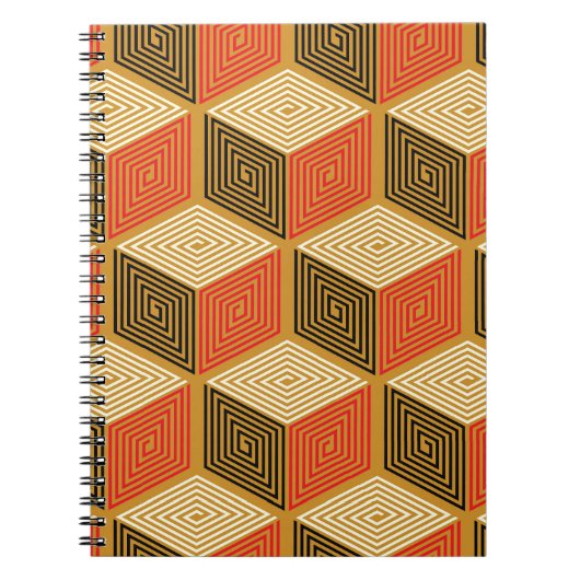 Carnet Motif de cube Vintage rouge or (Devant)
