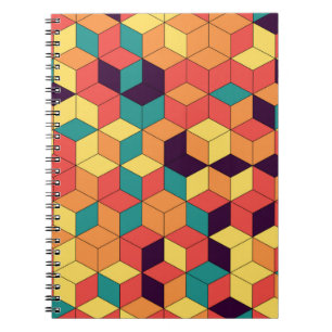 Carnet Motif de cubes de couleur géométrique et transpare