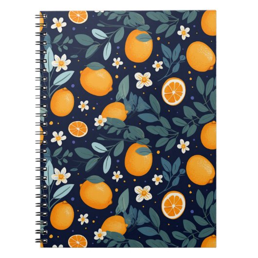 Carnet Motif de délice orange et floral (Devant)