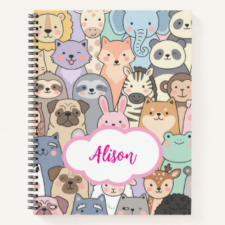 Carnet Motif de dessin animé d'animal mignon personnalisé