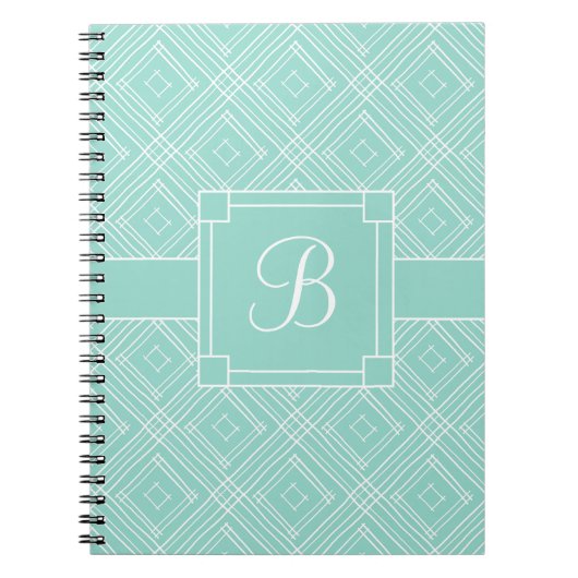 Carnet Motif de diamant vert à la pointe Monogrammé (Devant)