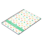 Carnet Motif de dinosaure bleu vert Nom personnalisé (Côté gauche)