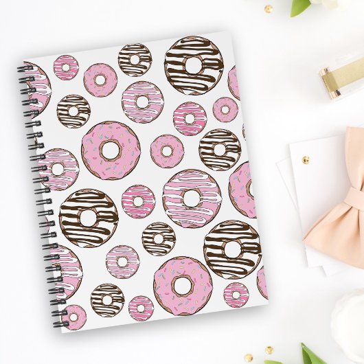 Carnet Motif De Donuts, Donuts Roses, Donuts Blancs