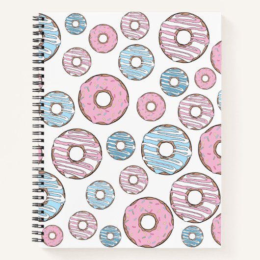 Carnet Motif De Donuts, Donuts Roses, Donuts Bleus (Devant)