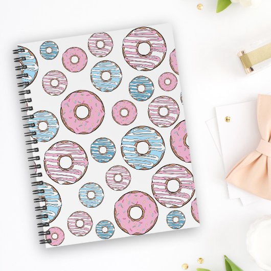 Carnet Motif De Donuts, Donuts Roses, Donuts Bleus