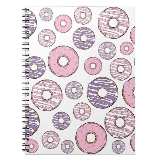 Carnet Motif De Donuts, Donuts Roses, Donuts Violets (Devant)